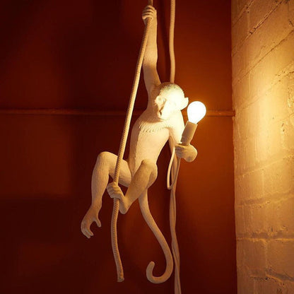 Glossy Resin Monkey Hanging Pendant Light