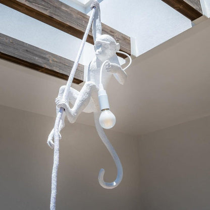 Glossy Resin Monkey Hanging Pendant Light