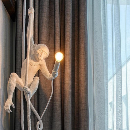 Glossy Resin Monkey Hanging Pendant Light
