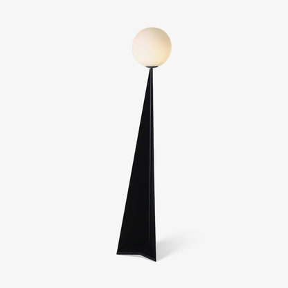 Glowing Sphere Floor Lamp with Sleek Tapered Metal Base