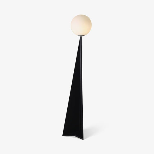 Glowing Sphere Floor Lamp with Sleek Tapered Metal Base