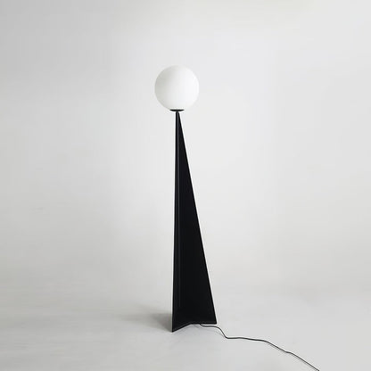 Glowing Sphere Floor Lamp with Sleek Tapered Metal Base