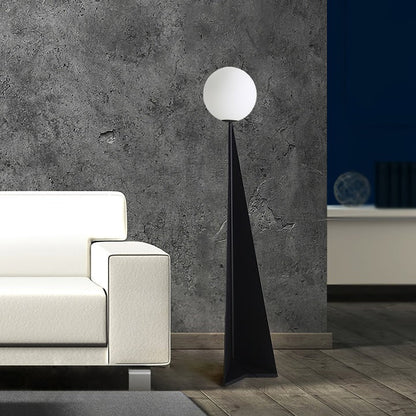 Glowing Sphere Floor Lamp with Sleek Tapered Metal Base