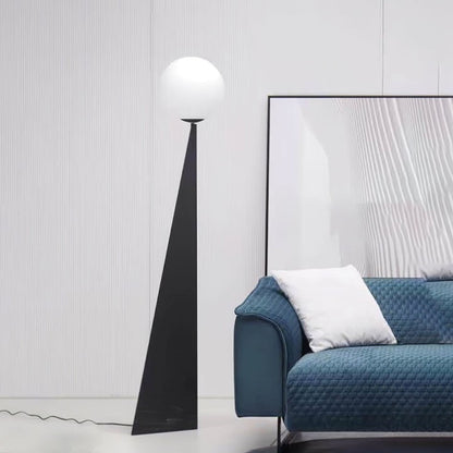 Glowing Sphere Floor Lamp with Sleek Tapered Metal Base
