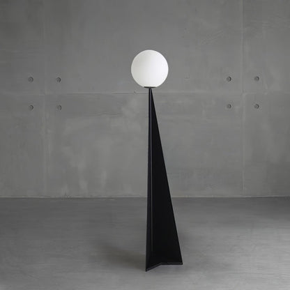 Glowing Sphere Floor Lamp with Sleek Tapered Metal Base