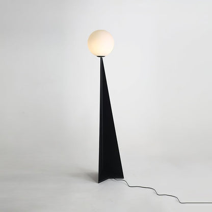 Glowing Sphere Floor Lamp with Sleek Tapered Metal Base