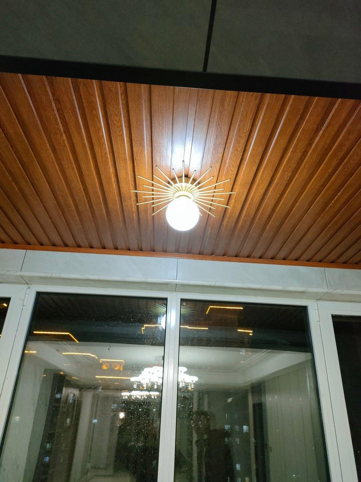 Gold Brass Flush-Mount Ceiling Light with Frosted Glass Globe