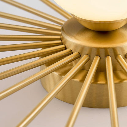 Gold Brass Flush-Mount Ceiling Light with Frosted Glass Globe