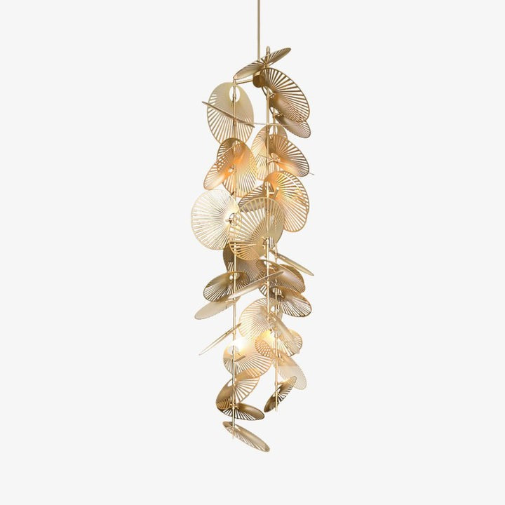 Gold Cattail Leaf LED Chandelier – Anodized Aluminum Ceiling Light