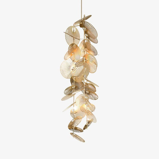 Gold Cattail Leaf LED Chandelier – Anodized Aluminum Ceiling Light