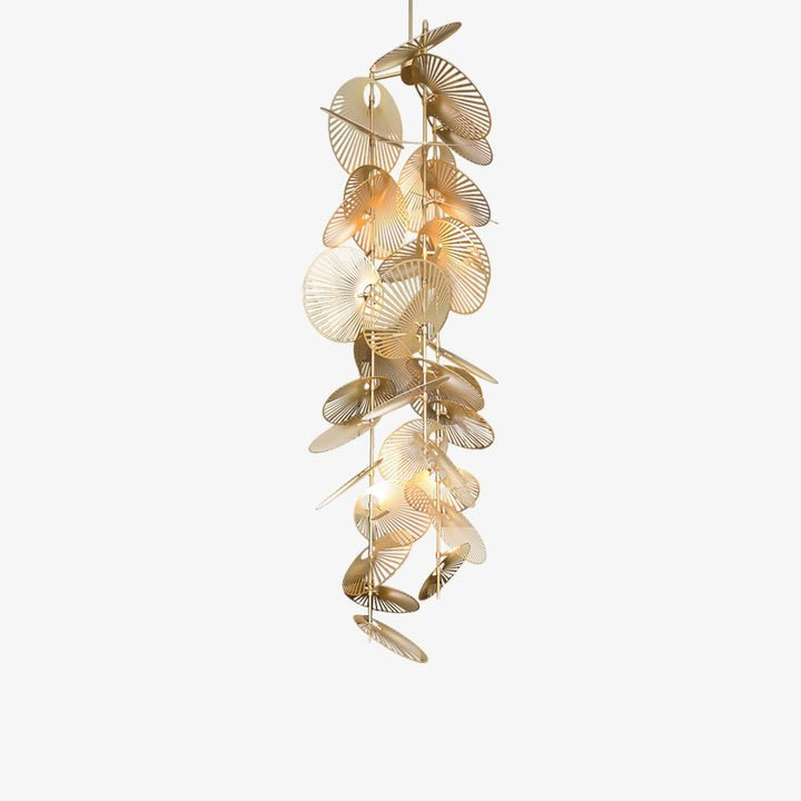 Gold Cattail Leaf LED Chandelier – Anodized Aluminum Ceiling Light