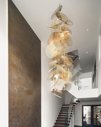 Gold Cattail Leaf LED Chandelier – Anodized Aluminum Ceiling Light
