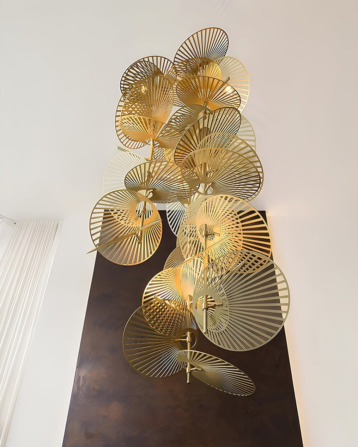 Gold Cattail Leaf LED Chandelier – Anodized Aluminum Ceiling Light