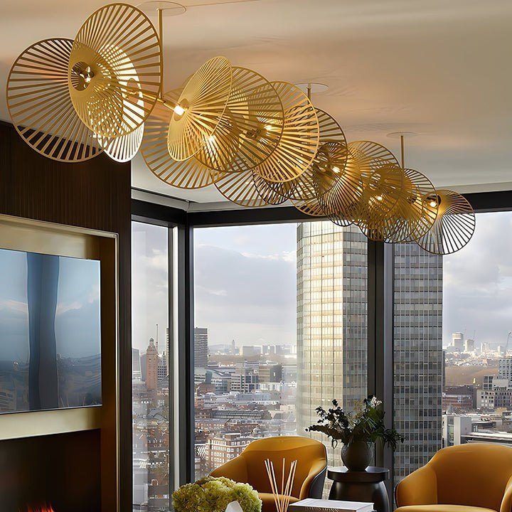 Gold Cattail Leaf LED Chandelier – Anodized Aluminum Ceiling Light