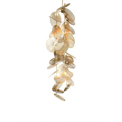 Gold Cattail Leaf LED Chandelier – Anodized Aluminum Ceiling Light