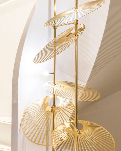Gold Cattail Leaf LED Chandelier – Anodized Aluminum Ceiling Light
