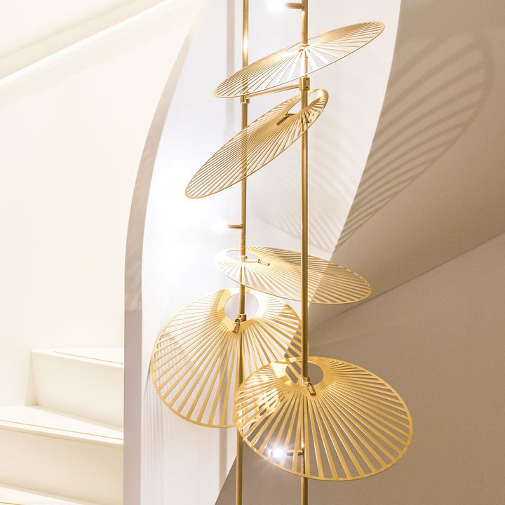 Gold Cattail Leaf LED Chandelier – Anodized Aluminum Ceiling Light