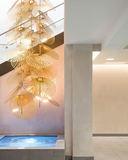 Gold Cattail Leaf LED Chandelier – Anodized Aluminum Ceiling Light