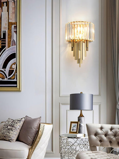 Gold Crystal LED Wall Sconce – Geometric Modern Lighting