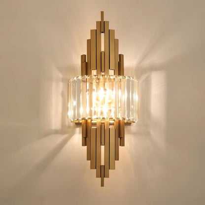 Gold Crystal LED Wall Sconce – Geometric Modern Lighting