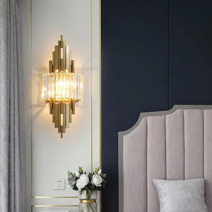 Gold Crystal LED Wall Sconce – Geometric Modern Lighting