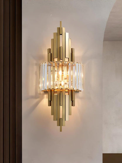 Gold Crystal LED Wall Sconce – Geometric Modern Lighting