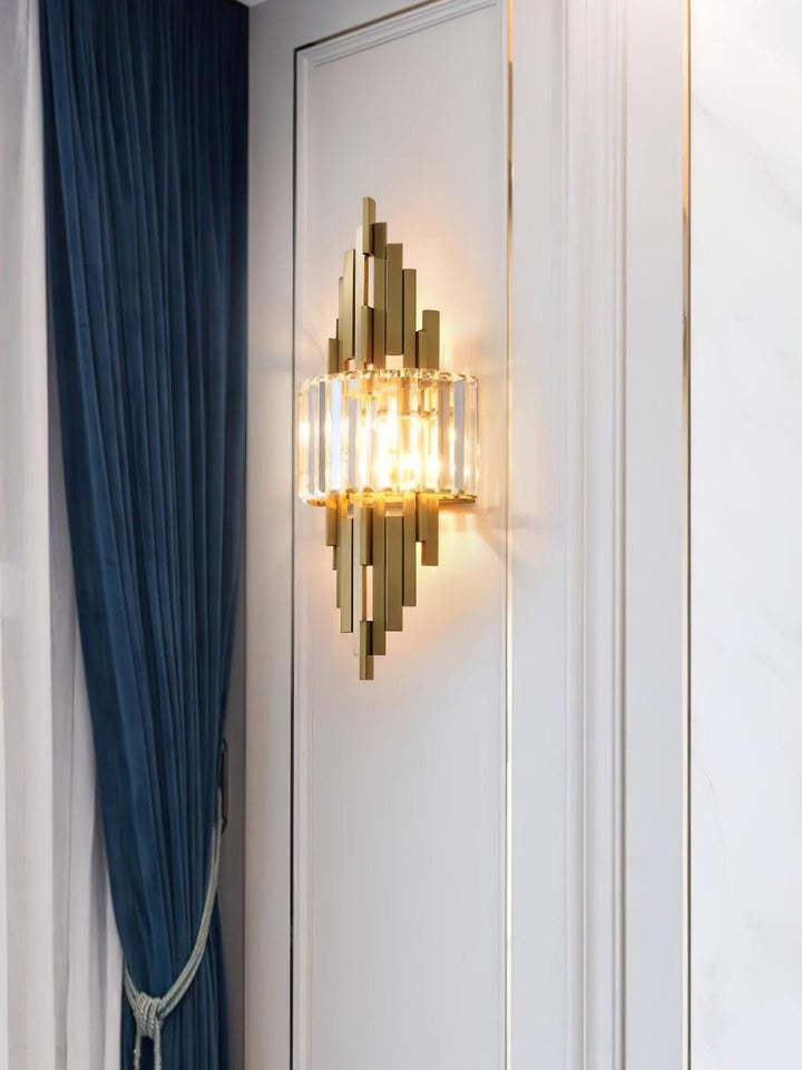 Gold Crystal LED Wall Sconce – Geometric Modern Lighting
