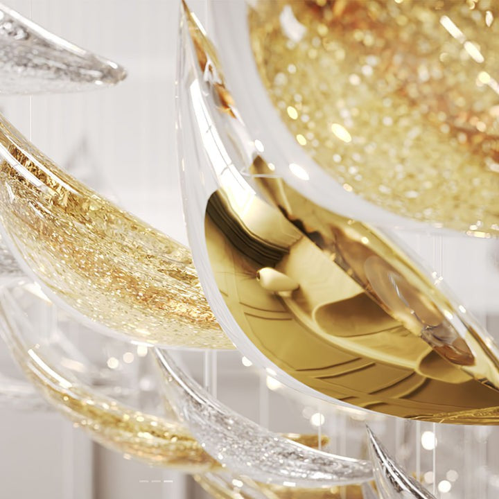 Gold Leaf LED Ceiling Chandelier
