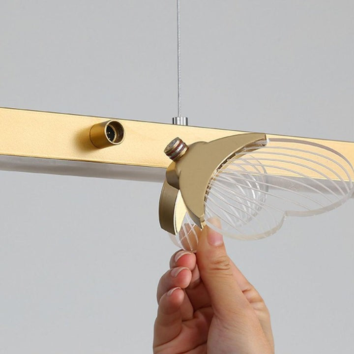 Gold LED Butterfly Chandelier with Acrylic Wings
