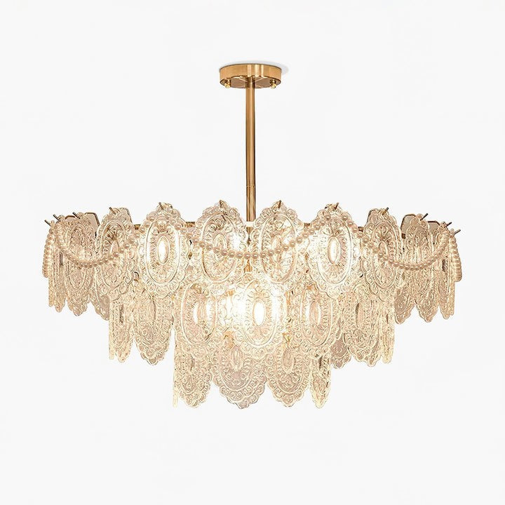Gold Wave Pearl Chandelier with Diamond Glass Shades