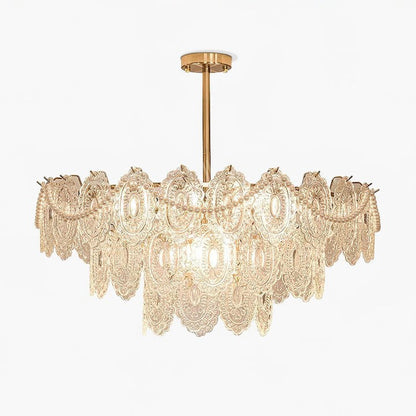 Gold Wave Pearl Chandelier with Diamond Glass Shades