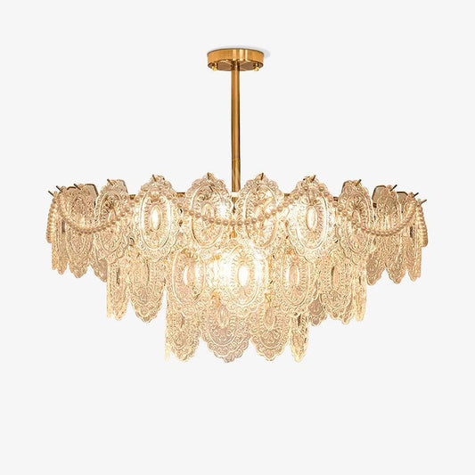Gold Wave Pearl Chandelier with Diamond Glass Shades