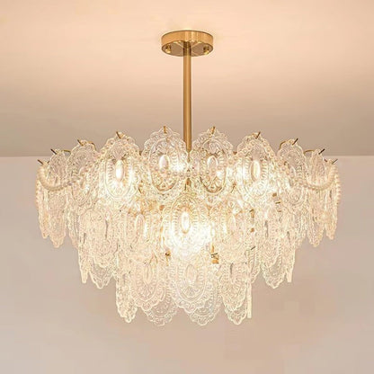 Gold Wave Pearl Chandelier with Diamond Glass Shades