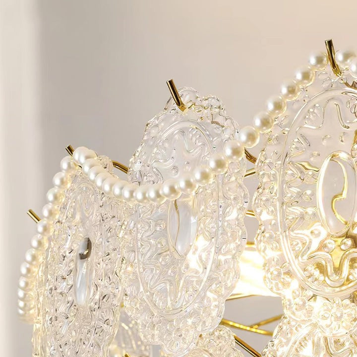 Gold Wave Pearl Chandelier with Diamond Glass Shades