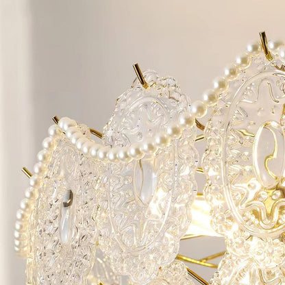 Gold Wave Pearl Chandelier with Diamond Glass Shades