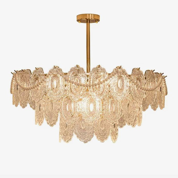 Gold Wave Pearl Chandelier with Diamond Glass Shades