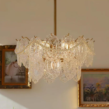 Gold Wave Pearl Chandelier with Diamond Glass Shades