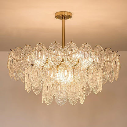 Gold Wave Pearl Chandelier with Diamond Glass Shades