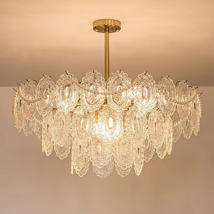 Gold Wave Pearl Chandelier with Diamond Glass Shades