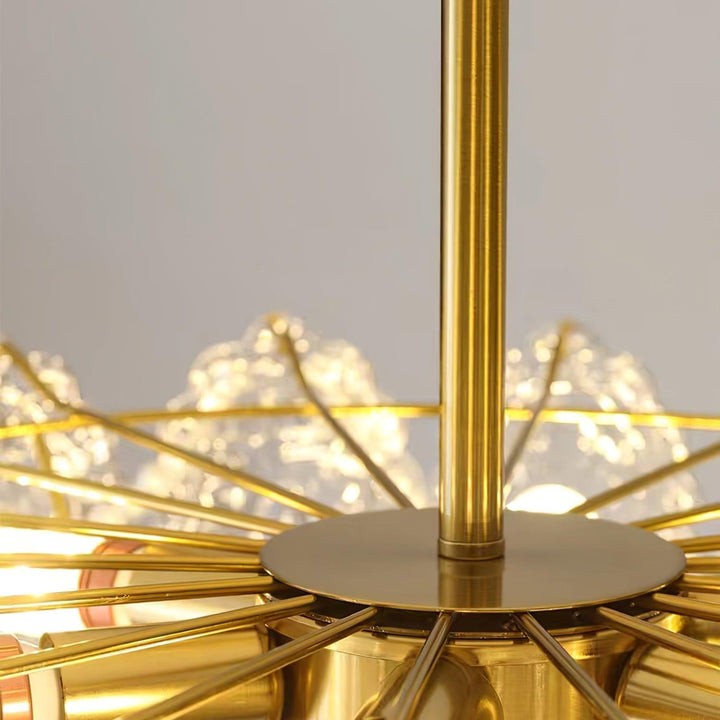 Gold Wave Pearl Chandelier with Diamond Glass Shades