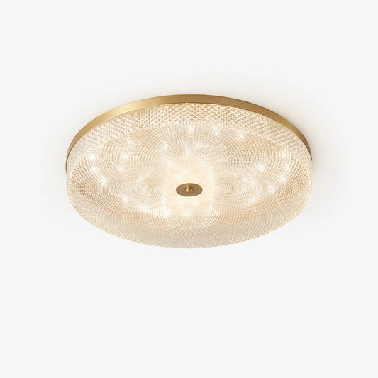 Gold-Trim Striped Glass Flush Mount Ceiling Light