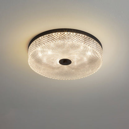 Gold-Trim Striped Glass Flush Mount Ceiling Light