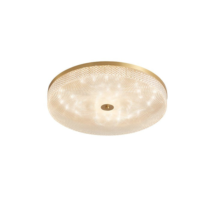 Gold-Trim Striped Glass Flush Mount Ceiling Light