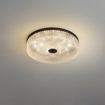 Gold-Trim Striped Glass Flush Mount Ceiling Light