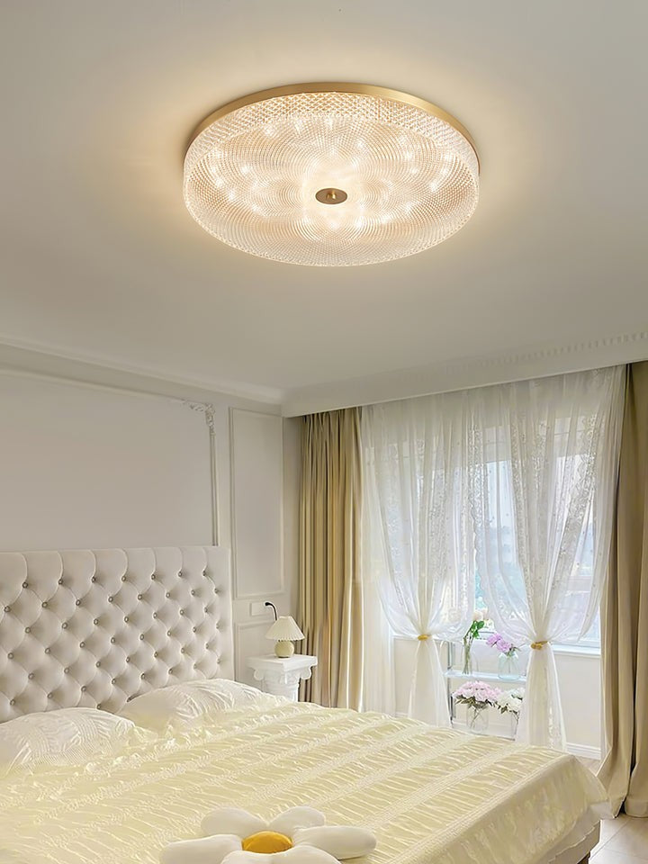 Gold-Trim Striped Glass Flush Mount Ceiling Light