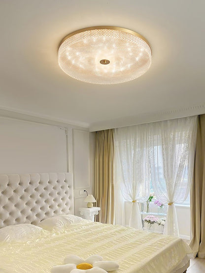 Gold-Trim Striped Glass Flush Mount Ceiling Light