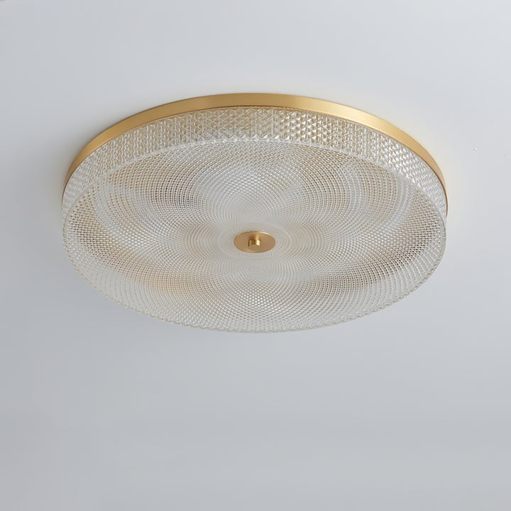 Gold-Trim Striped Glass Flush Mount Ceiling Light