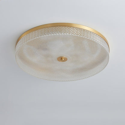 Gold-Trim Striped Glass Flush Mount Ceiling Light