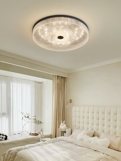 Gold-Trim Striped Glass Flush Mount Ceiling Light