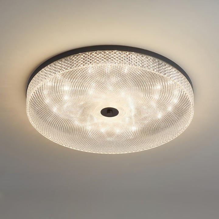 Gold-Trim Striped Glass Flush Mount Ceiling Light